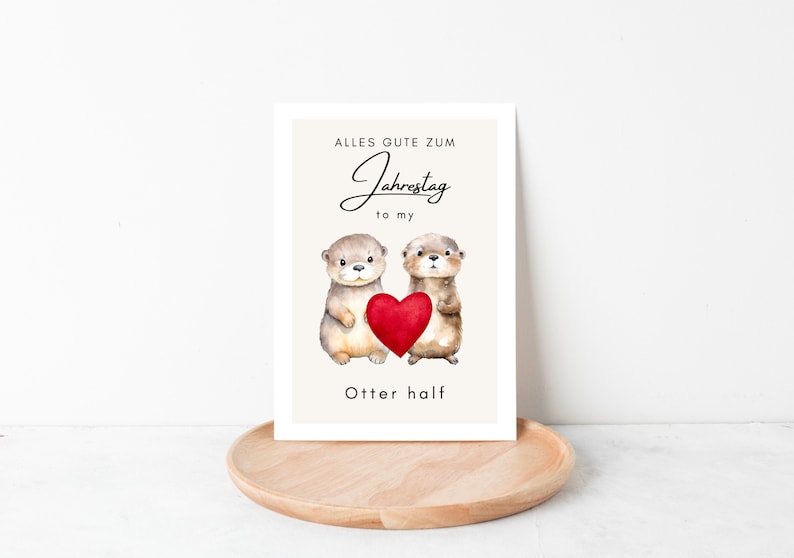 Anniversary gift otter, gift anniversary, husband wife anniversary gift, anniversary gift for him, otter postcard A6 -loulala® image 3