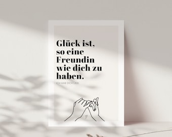 Postkarte BESTE FREUNDIN inkl. Kuvert nach Wunsch, Beste Freundin Geschenk, DINA6 Karte "Glück ist so eine Freundin wie dich zu haben"