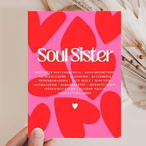 loulala® Soul Sister Karte, beste Freundin Geschenk Karte, Freundschaft Karte Frau, Karte für beste Freundin, Geburtstagskarte Freundin