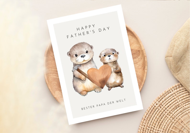 Father's day gift cute otter card best dad in the world, father's day gift, father's day card, father's day gift ideas, fathers day gift image 6