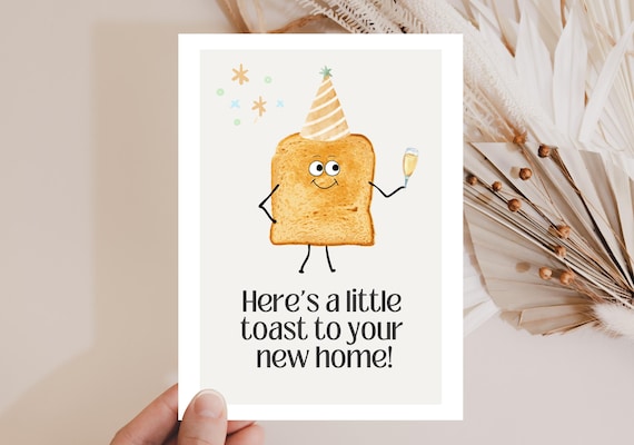 loulala® Lustige Einzugskarte, Umzug Karte Geschenk, new home Karte, Glückwunsch neues Zuhause Karte, Lustige Karte Einzug "a little toast"