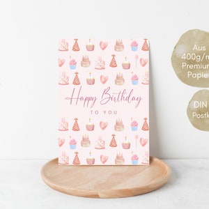 Geburtstagskarte mit süßen Torten, Happy Birthday beste Freundin, Geburtstagskarte für Frauen, Geburtstagskarte in rosa, Postkarte DINA6 Bild 5