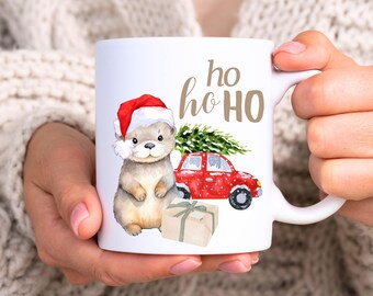 Christmas mug cute otter, Christmas mug, Christmas decoration, Christmas work colleagues, Christmas coffee mug, Christmas cup