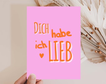 Card I love you, gift best friend, card favorite person heart person, friendship card, card with saying love card pink