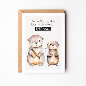 Lustige Postkarte für Papa, Vatertag Geschenk, Papa Geschenk mit süßem Otter Print, Vater Geschenk, Papa Geburtstag - "Paparieren" Postkarte