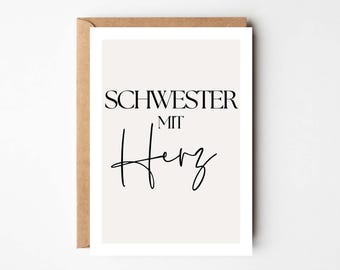 loulala® card sister with heart, sister gift, sister birthday, sister birthday gift, best sister say thank you