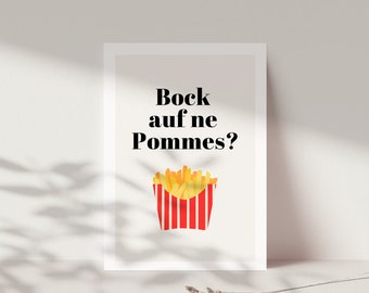 Lustige Postkarte "Bock auf ne Pommer"? Grußkarte DINA6, Geschenk für Partner, Date Night verschenken
