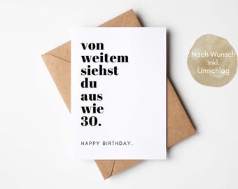 30e verjaardagskaart, wenskaart voor 30, verjaardagscadeau 30, 30e verjaardag vrouw en man, grappige verjaardagskaart voor 30e verjaardag