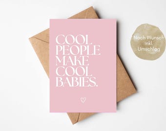 Birth card Cool People male cool Babies, parents gift girl, gift for birth, congratulations card baby, happy birth