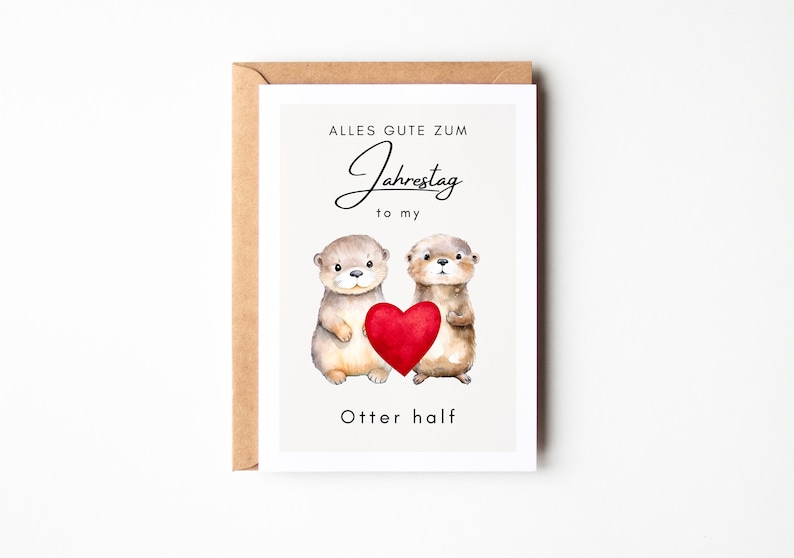 Anniversary gift otter, gift anniversary, husband wife anniversary gift, anniversary gift for him, otter postcard A6 -loulala® image 2