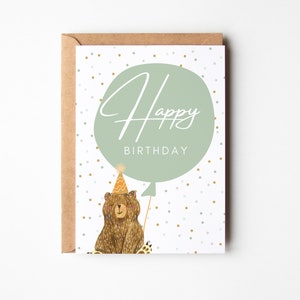 Geburtstags Karte süßer Bär Happy Birthday, Geburtstagskarte, Karte zum Geburtstag, Herzlichen Glückwunsch Karte DINA6