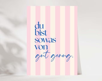 Tarjeta de aliento "Eres suficiente", tarjeta de amor propio, tarjeta de aliento para novia, tarjeta con frase positiva, tarjeta de regalo para personas del corazón con frase