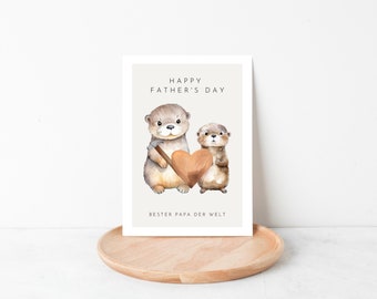 Regalo del Día del Padre Linda Tarjeta de Nutria Mejor Papá del Mundo, Regalo del Día del Padre, Tarjeta del Día del Padre, Ideas de Regalo del Día del Padre, Regalo del Día del Padre