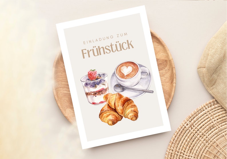 Invitation to breakfast, gift date time, time for two, voucher for a breakfast together postcard A6 image 5