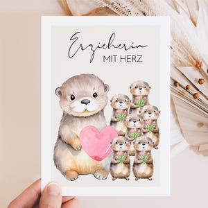 Carte postale éducatrice, carte remerciement éducatrice, carte d'adieu éducatrice, cadeau éducatrice, carte pour éducatrice, adieu maternelle