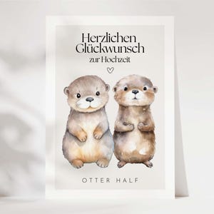 Carte de félicitations de mariage, carte de loutres mignonnes, carte de félicitations de mariage, carte de vœux de mariage, carte pour mariage, carte-cadeau de mariage