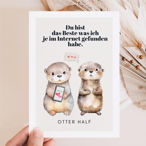 Carte postale mignonne de loutre pour les couples C'est un match, trouvé via l'application de rencontres, Tinder Match, Dating App Match, glissé vers la droite, Bumble Match