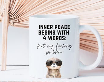 Funny Mug – Inner Peace with cute otter, humorous coffee mug for more serenity, gift idea, colleague gift, colleague gift