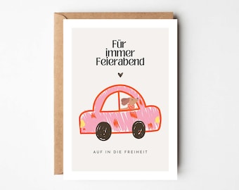 Funny retirement card for colleagues, farewell gift pension, retirement gift, forever home, retirement colleague cute dachshund postcard