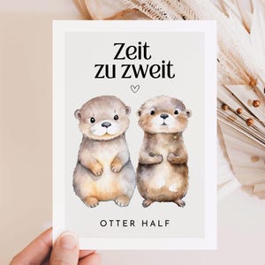 Otter Zeit zu zweit Postkarte, Gutschein für gemeinsame Zeit, Hochzeitstag, Jahrestag, Geschenk Partner, süße Otter Postkarte Hej.Otti®