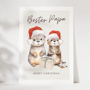Biglietto di Natale per papà, biglietto di Natale Otter, Miglior Natale per papà, Buon Natale, regalo di Natale per papà, biglietto di Babbo Natale