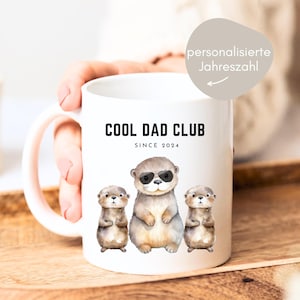 Mug Papa Cool Dad Club with cute otters, father gift, gift for the birth of father, gift dad, dad birthday, dad mug, Father&#39;s Day