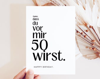 50th birthday postcard, funny birthday card for the 50th birthday, 50th birthday woman and man, greeting card for the 50th, birthday gift 50