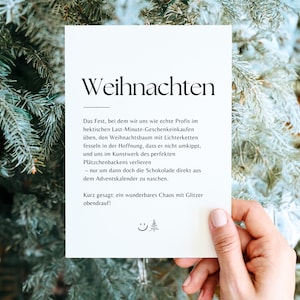 Carte de Noël amusante, carte de Noël, vœux de Noël, carte de Noël avec définition de dicton amusant, carte de Noël pleine d'esprit