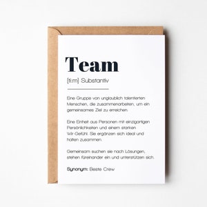 Cadeau d'équipe, carte postale Equipe DINA6, carte de voeux équipe, carte collègue, carte d'adieu, cartes employé, cadeau Noël employé