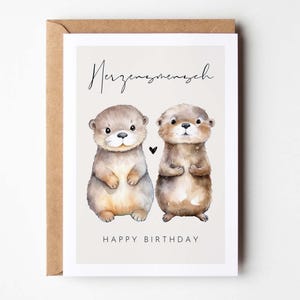 Süße Geburtstagskarte Herzensmensch Happy Birthday Karte, Otter Karte zum Geburtstag, Happy Birthday Karte für den Lieblingsmensch Hej.Otti®