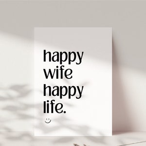 Cartolina divertente "moglie felice vita felice", regalo moglie, anniversario di matrimonio, regalo per donne, biglietto di nascita moglie | Cartolina DINA6