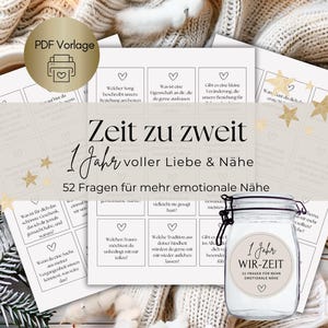 loulala® Valentine's Day DIY gift for couples to print PDF, couple gift, Valentine's Day gift, 52 questions for couples, time for two