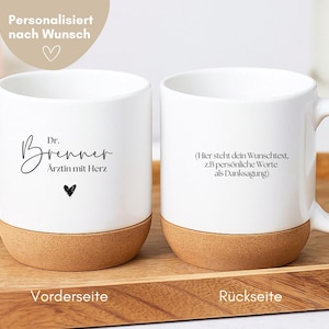 Gift for doctors, personalized mug for doctors, physicians, therapists, female doctor with heart, doctor say thank you - mug with desired text