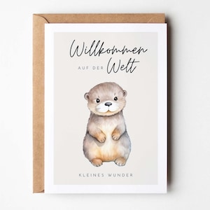 Félicitations pour la naissance, carte pour la naissance, cadeau pour la naissance, cadeau bébé, félicitations naissance jolie carte loutre - Hej.Otti®