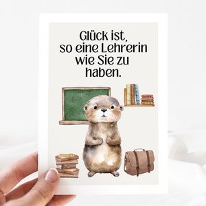 Cadeau d’enseignant carte de loutre mignonne, anniversaire d’enseignant, carte d’anniversaire d’enseignant, adieu d’enseignant, enseignant dit merci