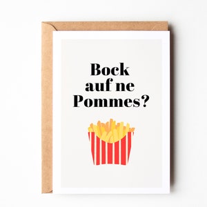 Lustige Postkarte "Bock auf ne Pommer"? Grußkarte DINA6, Geschenk für Partner, Date Night verschenken