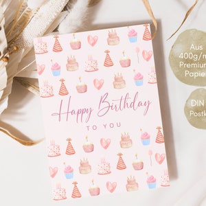 Geburtstagskarte mit süßen Torten, Happy Birthday beste Freundin, Geburtstagskarte für Frauen, Geburtstagskarte in rosa, Postkarte DINA6 Bild 8
