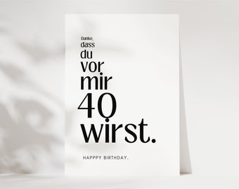 40th birthday postcard, funny birthday card for 40th birthday, forty birthday woman man, greeting card for 40th birthday gift