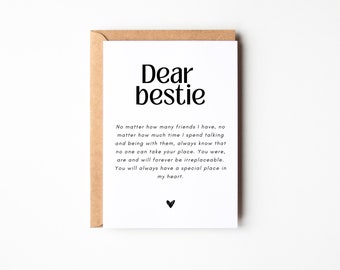 Beste Freundin Postkarte "Dear bestie" - eine besondere Karte für die beste Freundin, Geschenk für die beste Freundin | Postkarte DINA6