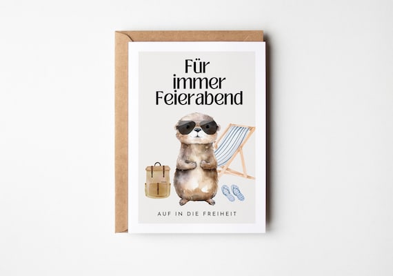 Coole Ruhestand Karte für Kollegen, Abschiedsgeschenk Rente, Ruhestand Geschenk | Für immer Feierabend, Rente Kollege - süße Otter Postkarte