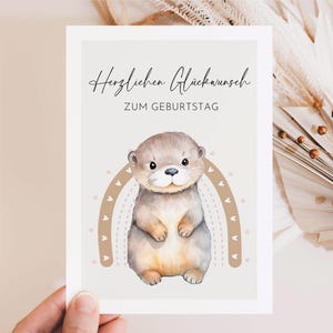 Otter Geburtstagskarte, Karte zum Geburtstag Kind, Otter Happy Birthday Karte, Geburtstags Karte Kind, Geburtstagsgeschenk Kind Hej.Otti®