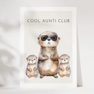 Tarjeta de felicitación de tía Cool Aunti Club con lindas nutrias, regalo de tía, serás tía, tía de regalo, cumpleaños de tía, tarjeta de tía