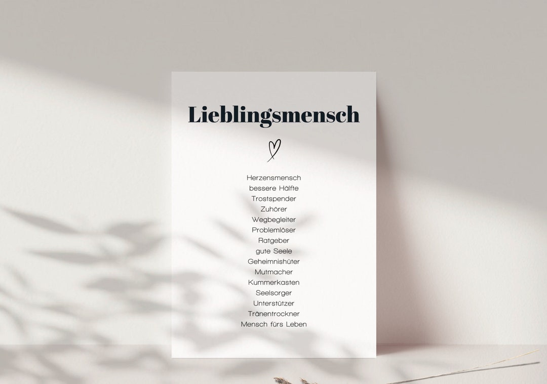 Karte "Lieblingsmensch", Synonymkarte Lieblingsmensch, Grußkarte