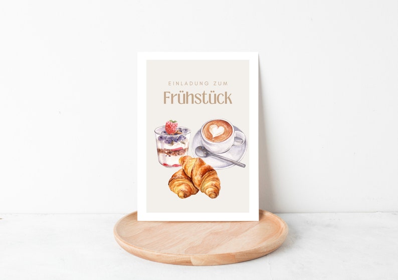 Invitation to breakfast, gift date time, time for two, voucher for a breakfast together postcard A6 image 2