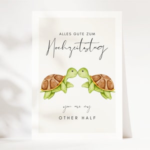 Regalo de aniversario de boda tortugas lindas, regalo de aniversario de boda, regalo de marido, regalo de esposa - postal en A6 para el aniversario de boda