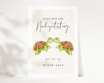 Cadeau voor huwelijksverjaardag: schattige schildpadden, cadeau voor huwelijksverjaardag, cadeau voor echtgenoot, cadeau voor echtgenote - ansichtkaart in A6-formaat voor de huwelijksverjaardag