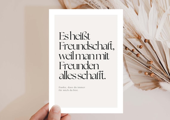 loulala® Karte Freundschaft, Dankeskarte Freundin, Freundschaft Spruchkarte, Danke sagen Karte, Freundschaftsgeschenk, Lieblingsmensch
