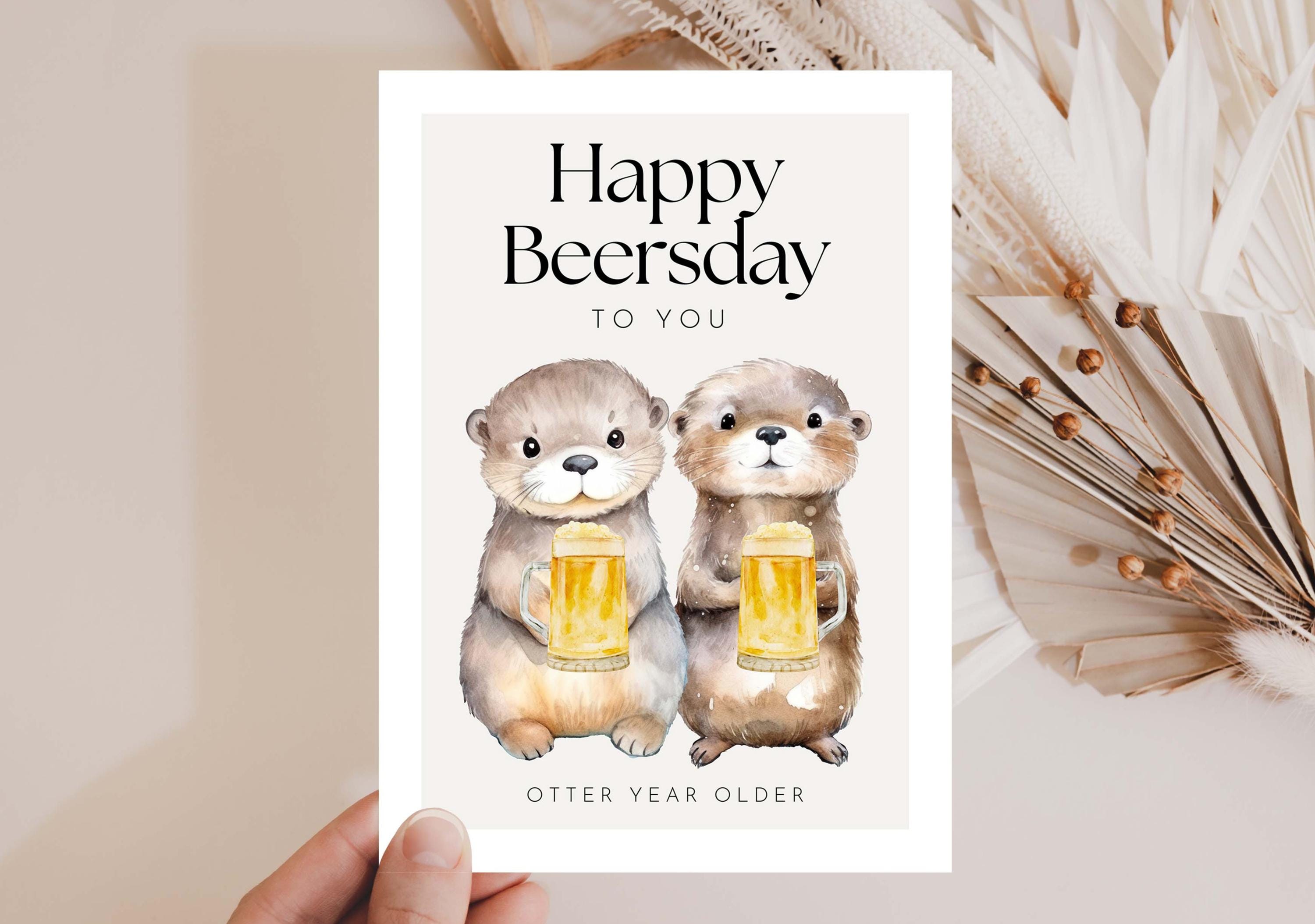 Hej.otti® - Funny Birthday Card Happy Beersday, Birthday Card Man