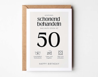 50th birthday postcard, funny birthday card for the 50th birthday, 50th birthday woman and man, greeting card for the 50th, birthday gift 50