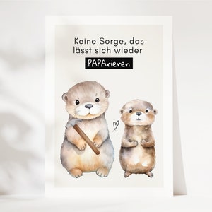 Lustige Postkarte für Papa, Vatertag Geschenk, Papa Geschenk mit süßem Otter Print, Vater Geschenk, Papa Geburtstag - "Paparieren" Postkarte